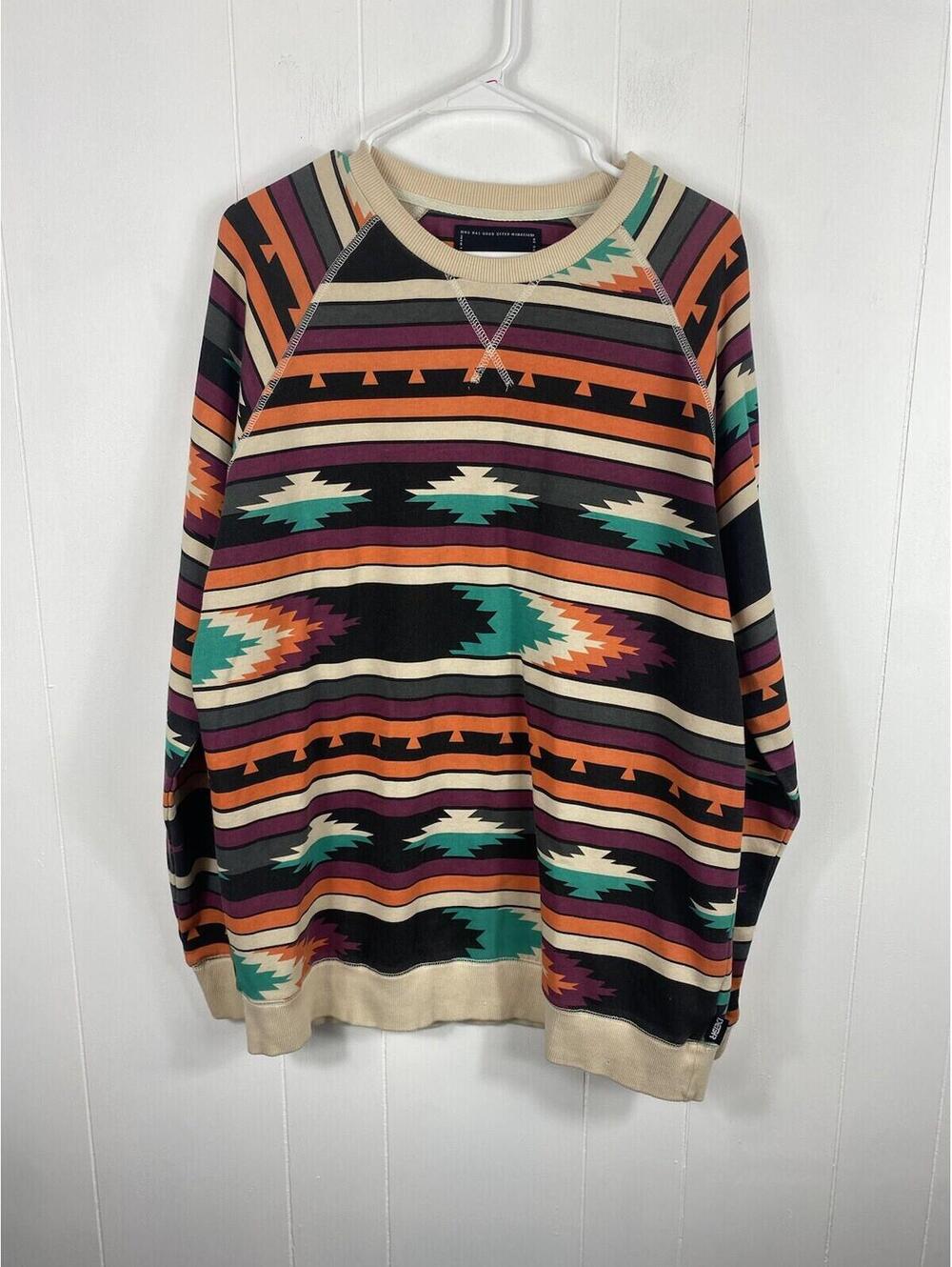 DETER CLOTHING Mens Geometric Aztec Sweatshirt Size XL Trible Outdoor Lagenlook